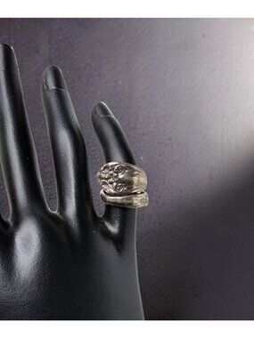 Antique 1940s Alvin Chateau Rose Sterling Silver Spoon Ring.